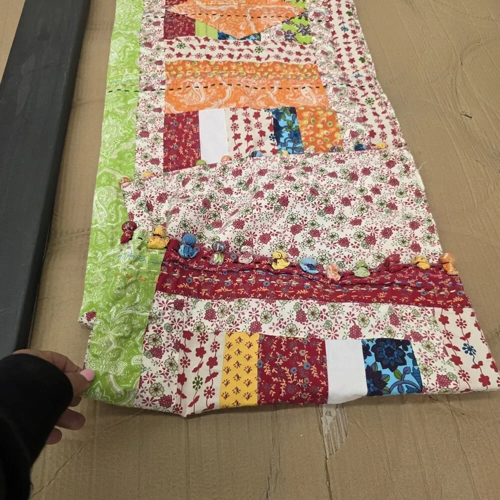 Handmade Quilted Table Runner Multicolor 84x16in Approximate